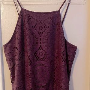 Beautiful Lace Deep Purple Spaghetti Strap Top